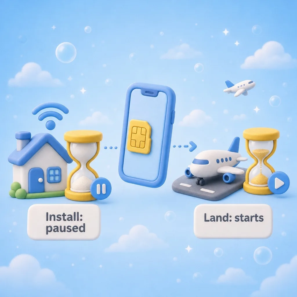 Does installing an eSIM early use up your days?